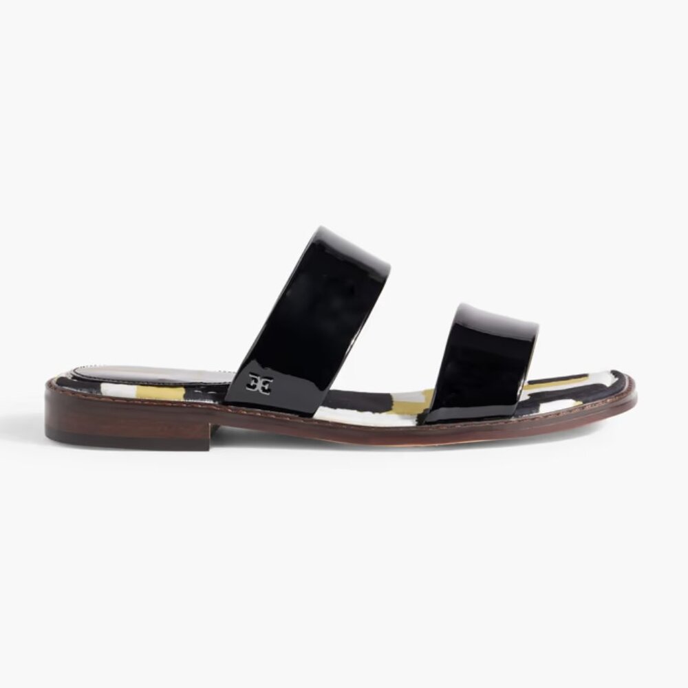 SAM EDELMAN Haydee Slide Sandals in Black Patent Leather Size 6.5 Brand New - Picture 2 of 4